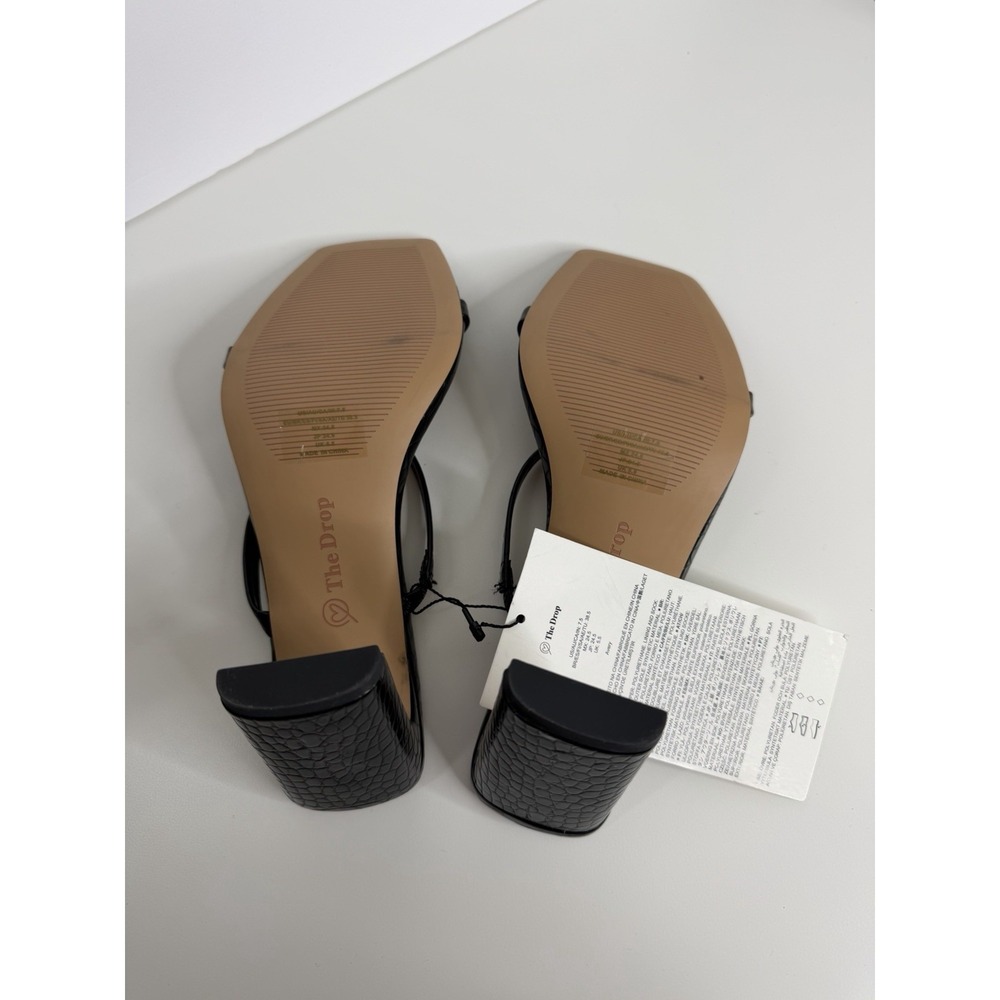 NWT The Drop Avery Square Toe Two Strap Heeled‎ Sandal Black Size 7.5 Workwear - Picture 6 of 11